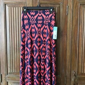 NWT Market & Spruce Coral & Navy Char Ikat Print Maxi Skirt - Stitch Fix